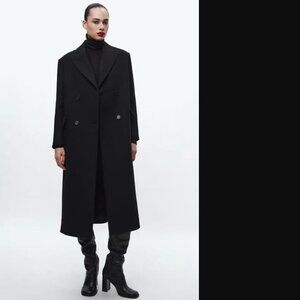 ZARA STUDIO WOMEN BLACK WOOL BLEND MENSWEAR STYLE COAT SIZE XS/S NWOT